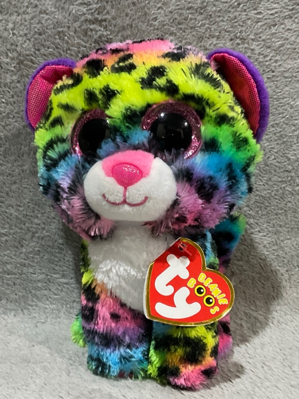 Ty Beanie Boos Dotty Rainbow Leopard Plush Beanbag Stuffed Animal 2017